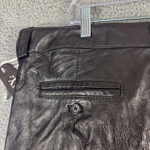 Saxony Genuine Leather Pants Mens 42 Black Pleated Tapered Dress NWT Trousers - Picture 9 of 16